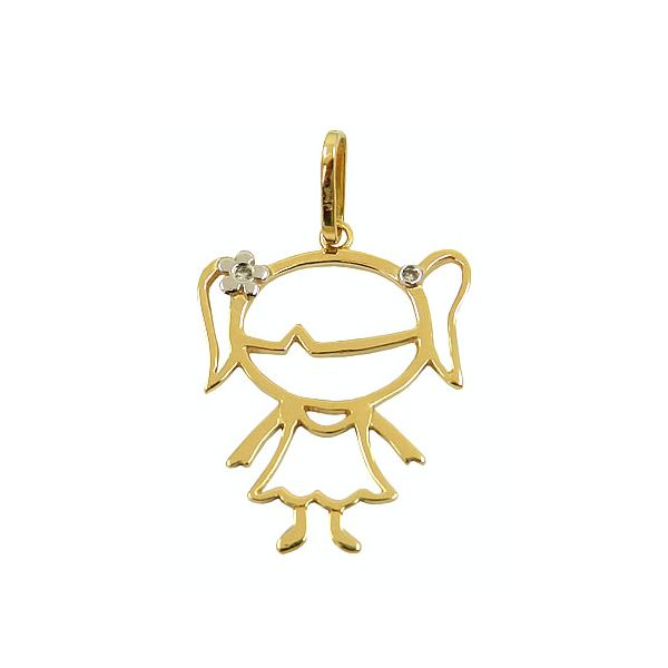 Pingente Menina em Ouro com Brilhantes