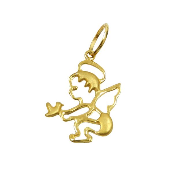 Pingente Anjinho com Pombinha em Ouro 18K