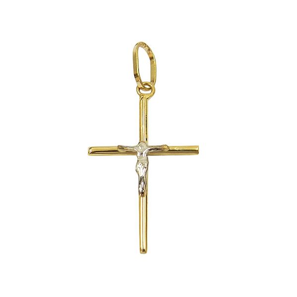 Crucifixo com Cristo em Ouro Amarelo e Branco 25.6mm