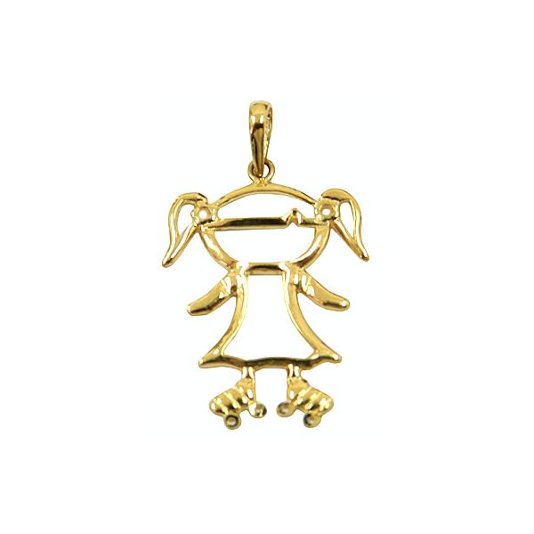 Pingente Menina de Patins em Ouro 18K
