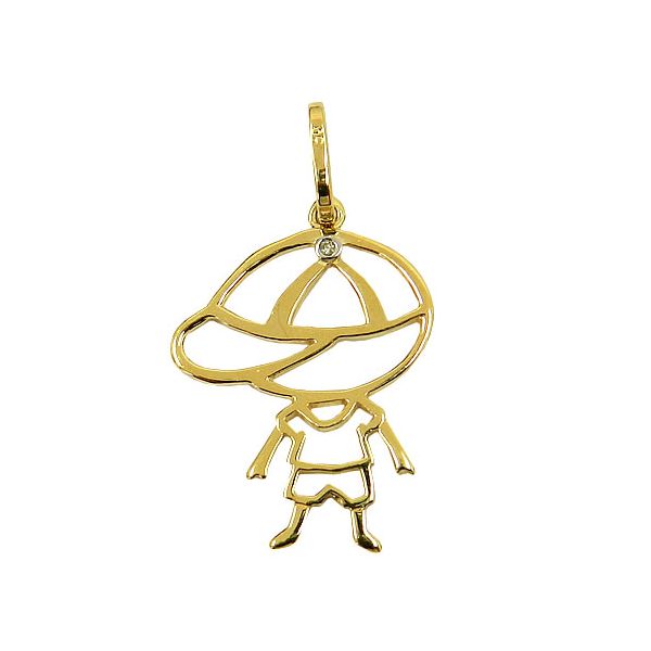 Pingente em Ouro com Brilhantes Menino 