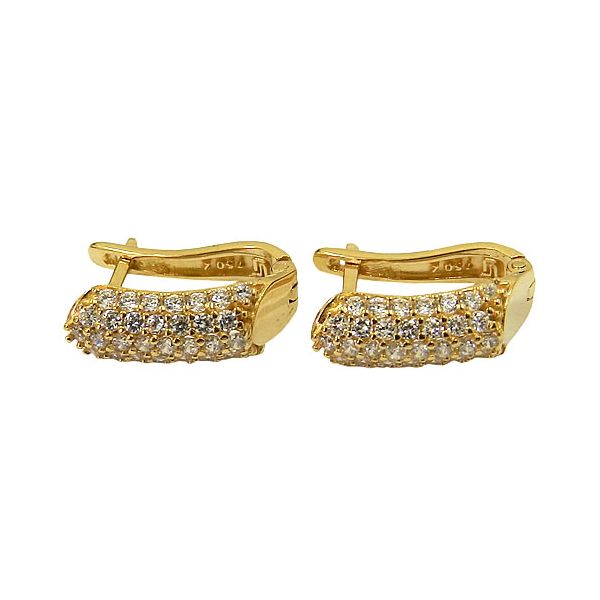 Brincos em Ouro 18K Pavê com Zircônia 2.7g 14.0mm