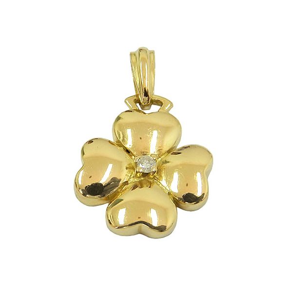 Pingente Feminino de Flor em Ouro com Brilhante