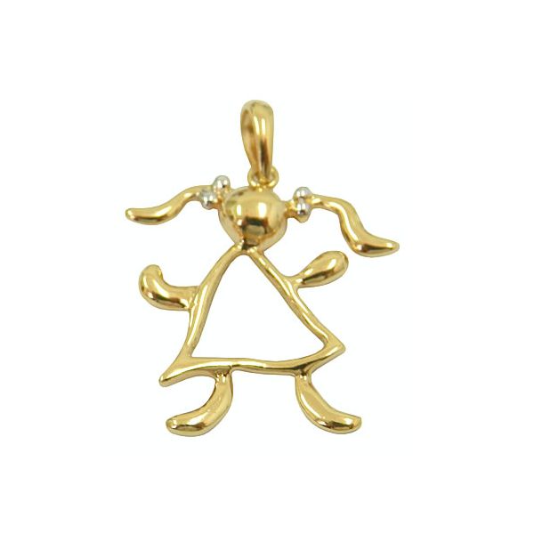 Lindo Pingente de Menina em Ouro 18K
