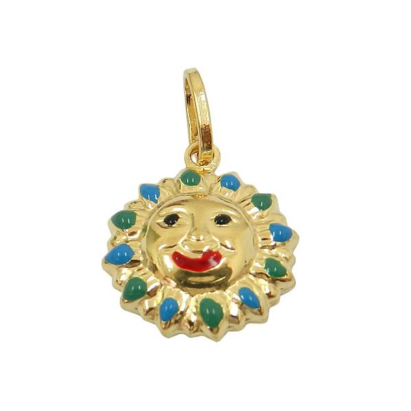 Pingente de Ouro Feminino Sol com 14.0mm