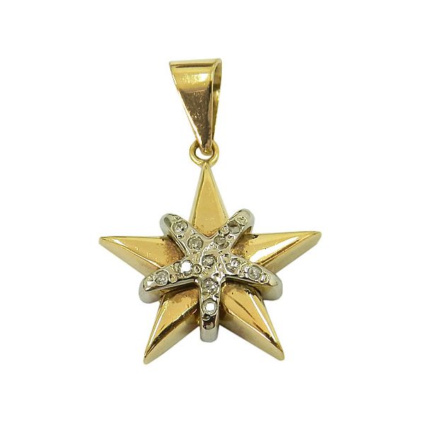 Pingente Estrela de Ouro com Brilhantes 