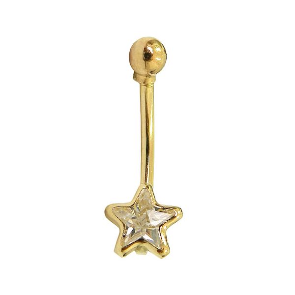Piercing de Estrela em Ouro 18K com Zircônia