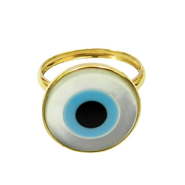 Anel de Olho Grego em Ouro 18K 