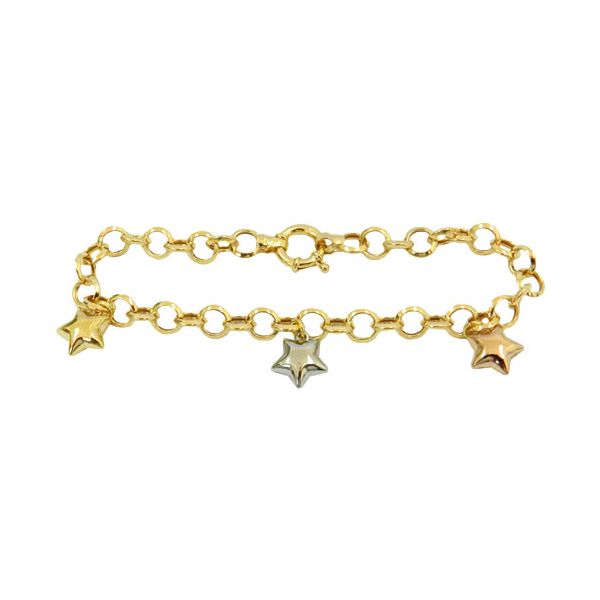 Pulseira Elo Português com Pingente de Estrela Ouro 18K