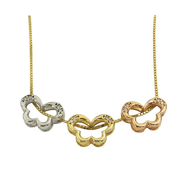 Gargantilha de Borboletas em Ouro 18k com Brilhantes