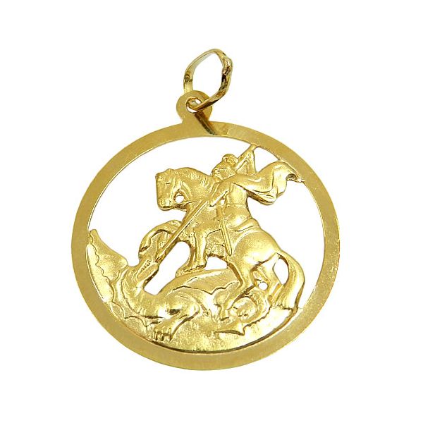 Medalha de São Jorge Guerreiro Ouro 18K Grande 