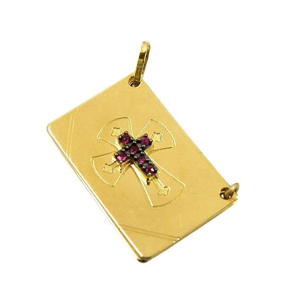 Pingente Bíblia Sagrada em Ouro 18K com Rubis
