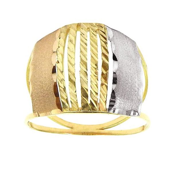 Anel de Ouro Feminino em Três Cores com 2.3g 14.8mm
