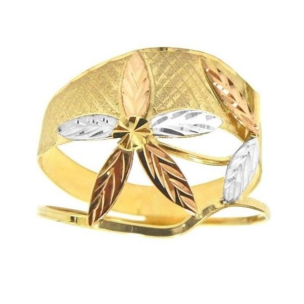 Anel de ouro feminino flor