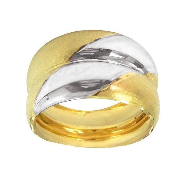 Anel em ouro 18k 750 em 2 Tons 4.1g 12.8x1.8mm