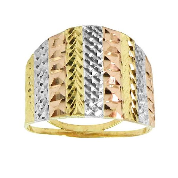 Anel em ouro 18k feminino Três Cores Largo 2.5g 