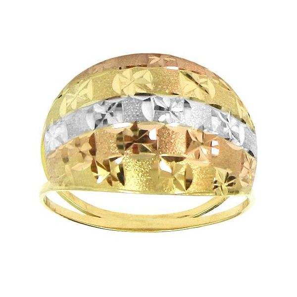 Anel em ouro Feminino Xadrez em Três Cores 13.5x3.5mm
