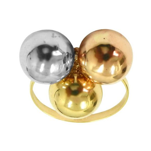 Anel de Ouro Feminino com Bolas Coloridas