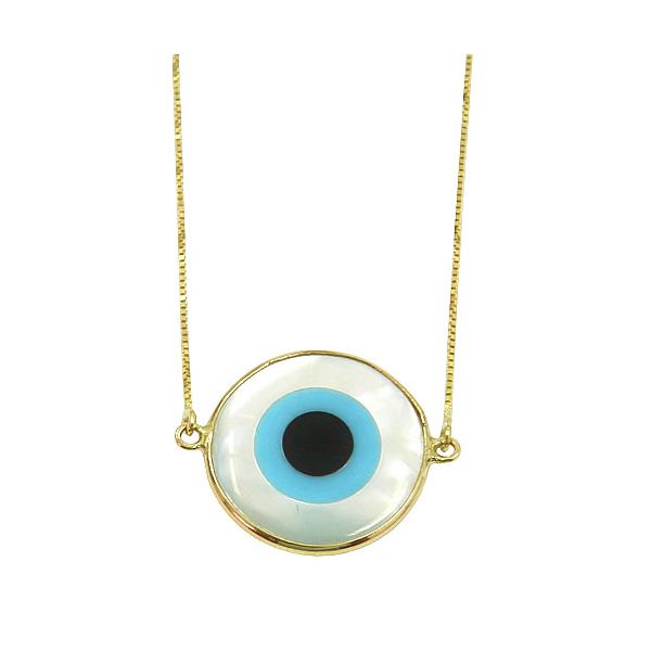 Gargantilha de Olho Grego em Ouro 18k