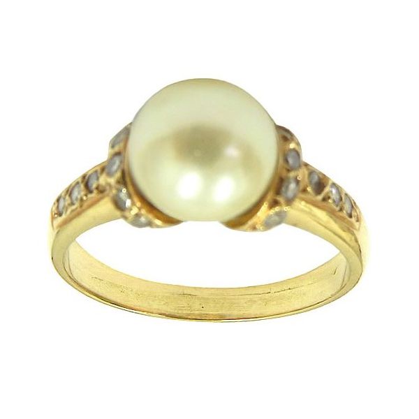 Anel de Ouro 18K com Pérola e Brilhantes