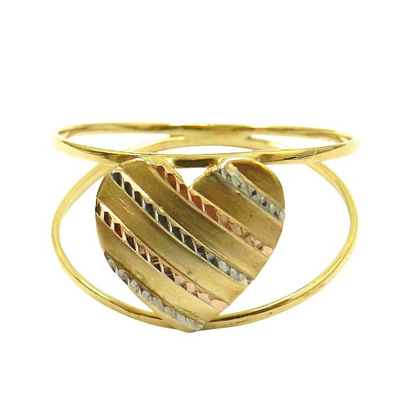 Anel de Ouro Dois Aros com Coração