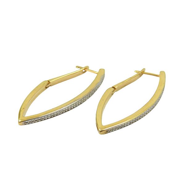 Brincos de Argola em Ouro 18k 750 Diamantados com 33x21mm