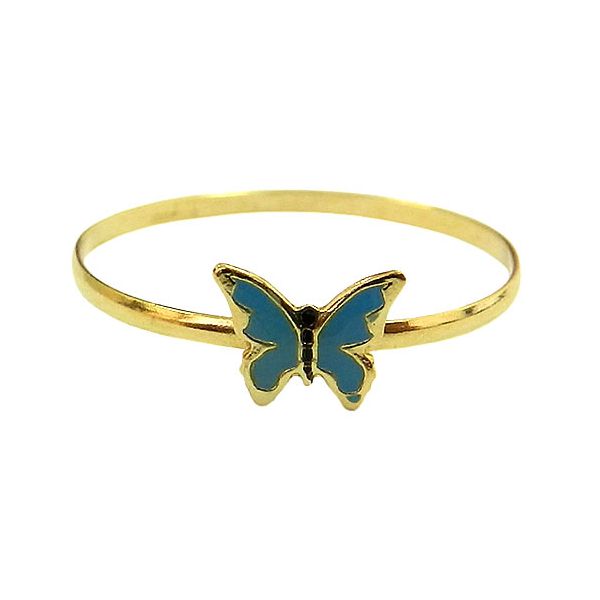Anel Infantil de Ouro 18K com Borboleta Esmaltada