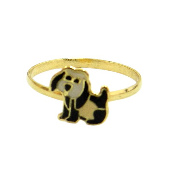 Anel de Ouro 18k Cachorrinho Esmaltado