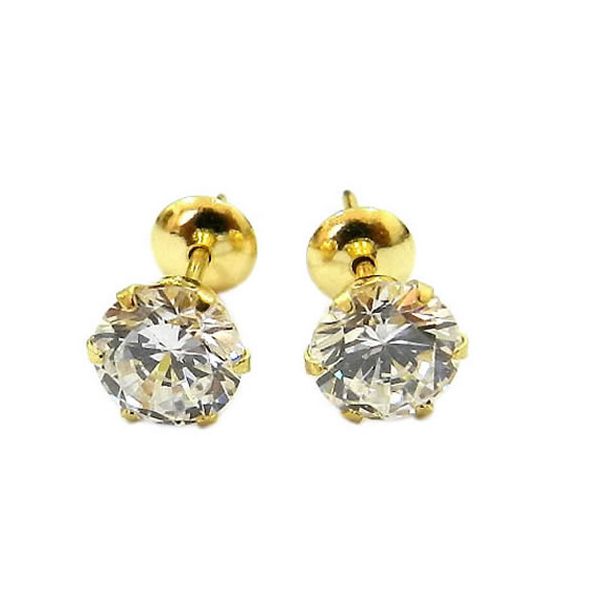 Brinco Solitário em Ouro 18K com Zircônia 5mm