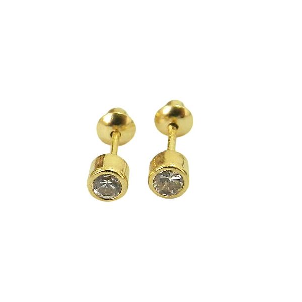 Brinquinho redondo Baby de Ouro 18K com Zircônia