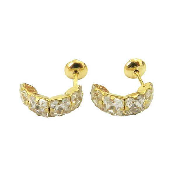 Brinco de Ouro 18K cravejado com Zircônia