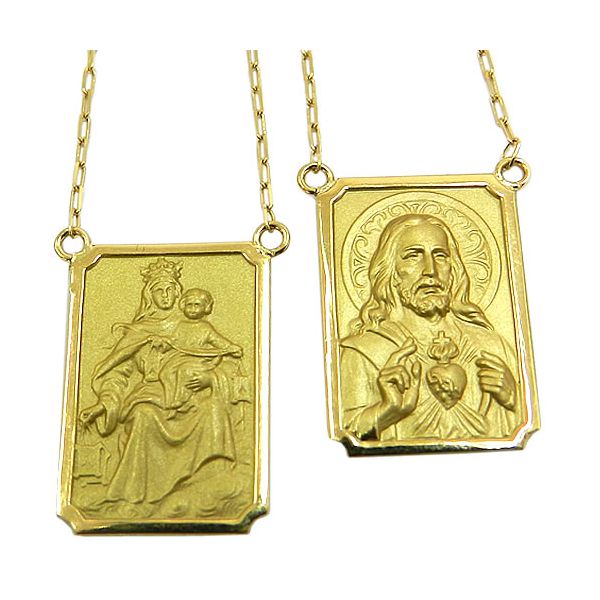 Escapulário Retangular Grande em Ouro 18K