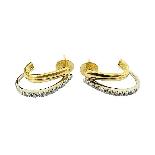 Brinco de Ouro 18K cravejado com 24 Brilhantes