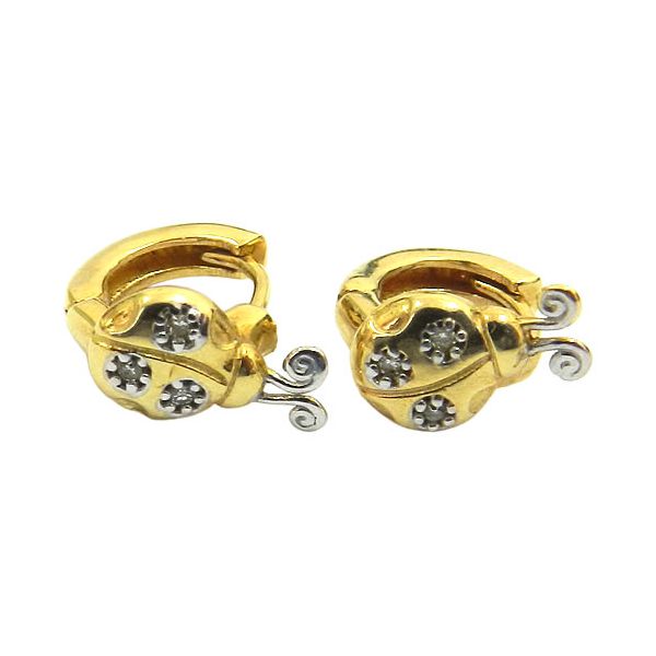 Argola de Joaninha em Ouro 18K com 6 Brilhantes