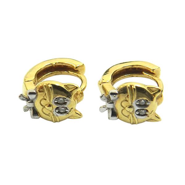 Argola de Gatinho em Ouro 18K com 4 Brilhantes