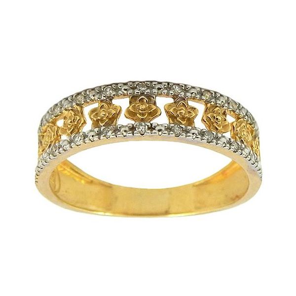 Anel Flor em Ouro 18K com Brilhantes
