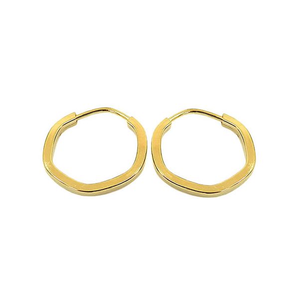 Brinco de Argola em Ouro 18K Hexágono