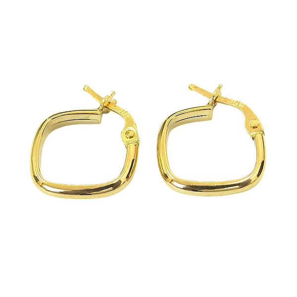 Argolinha Quadrada em Ouro 18K Modelo Meia Cana