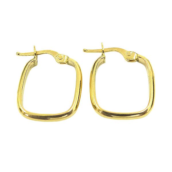 Argola Meia Cana Quadrada em Ouro 18K