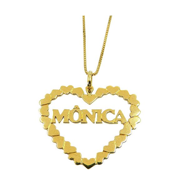 Gargantilha em Ouro 18K de Coração com nome manuscrito 4.0g