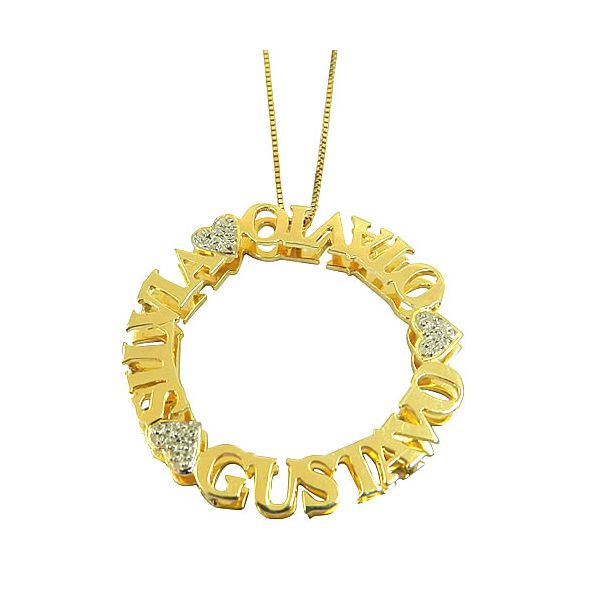 Gargantilha personalizada com nomes manuscritos em Ouro 18K