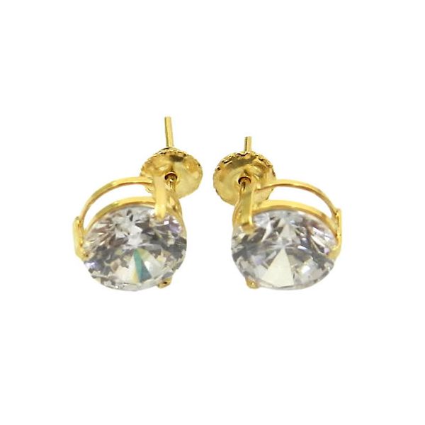 Brincos em Ouro 18K Cálice com Zircônia 1,0g 5.0mm