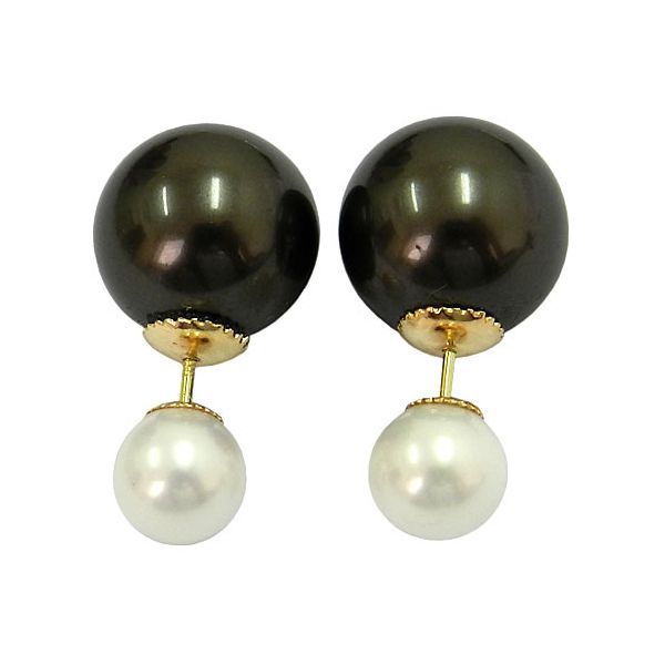 Brinco de Pérolas Assimétricas Ouro 18K 