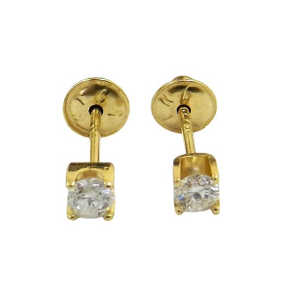 Brinco Solitário em Ouro 18K com Diamantes 