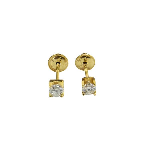 Brinco Solitário para recém nascido Ouro 18K com Diamantes