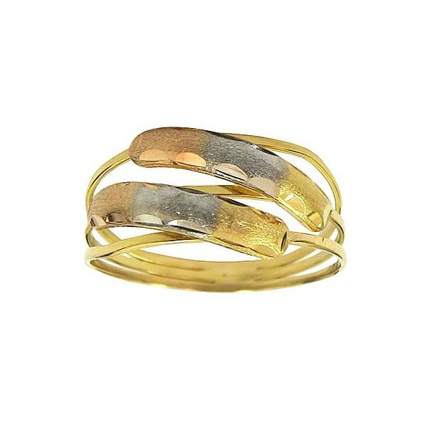 Anel Feminino de Ouro 18K Três Fios Colorido 8.0x2.6mm