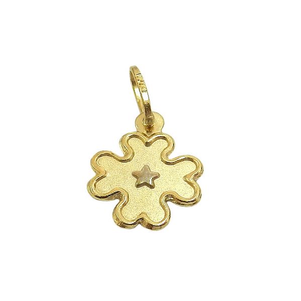 Pingente Trevo com Estrela Ouro 18K 