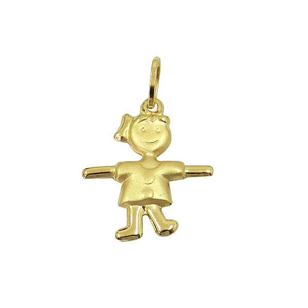 Pingente em ouro 18k Menina Menino Mini 15.5mm