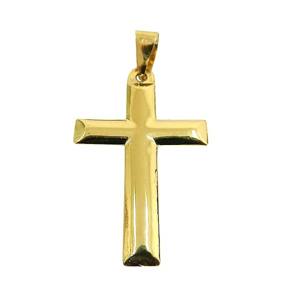 Pingente Religioso Cruz Lisa de Ouro 18K 