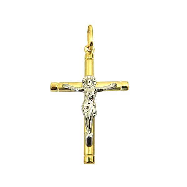 Pingente Crucifixo com Jesus Cristo em Ouro 18K Grande